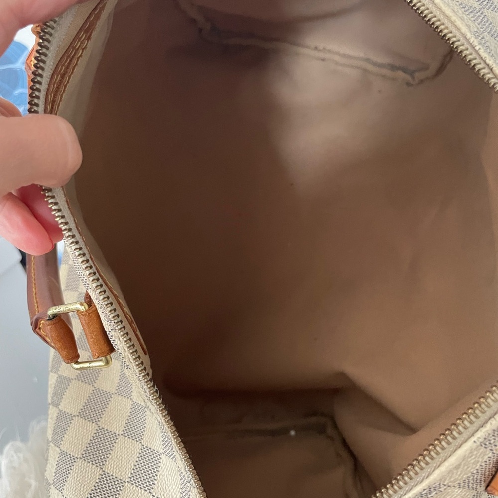 Louis Vuitton Damier Azur Canvas Top-Handle Tote in Beige and Brown 35 - Picture 10 of 11